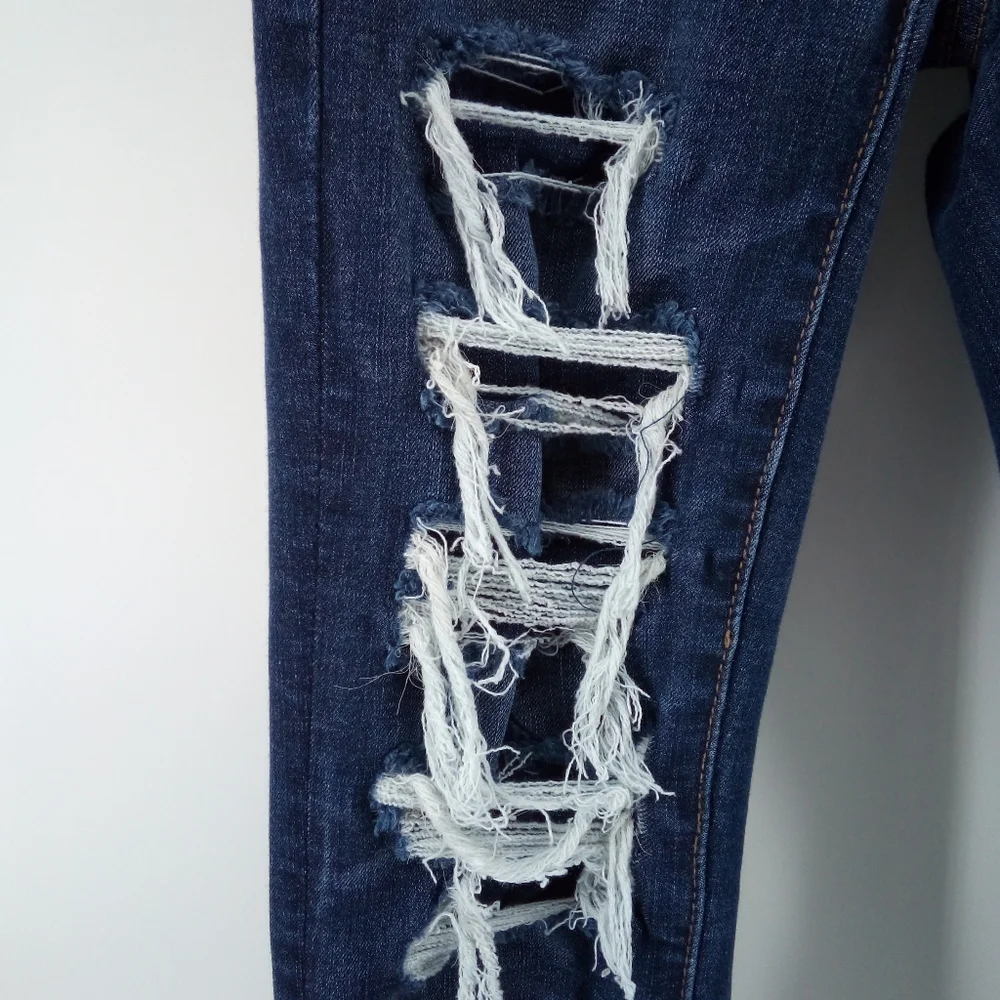 American Eagle Hi-Rise Jegging 2018 Distressed Blue Denim Jeans Cotton Short 00